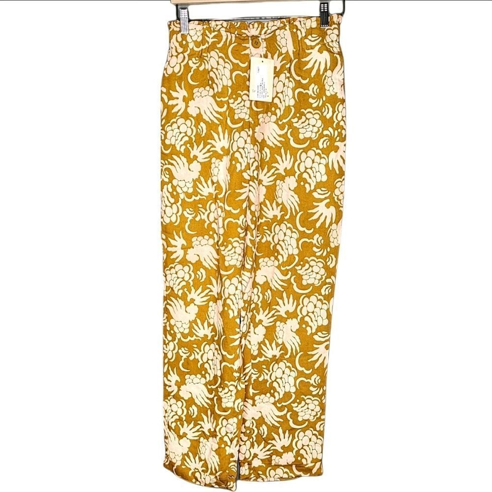 Woman's ASOS See U Soon Mustard Gold Cuffed Pants 4